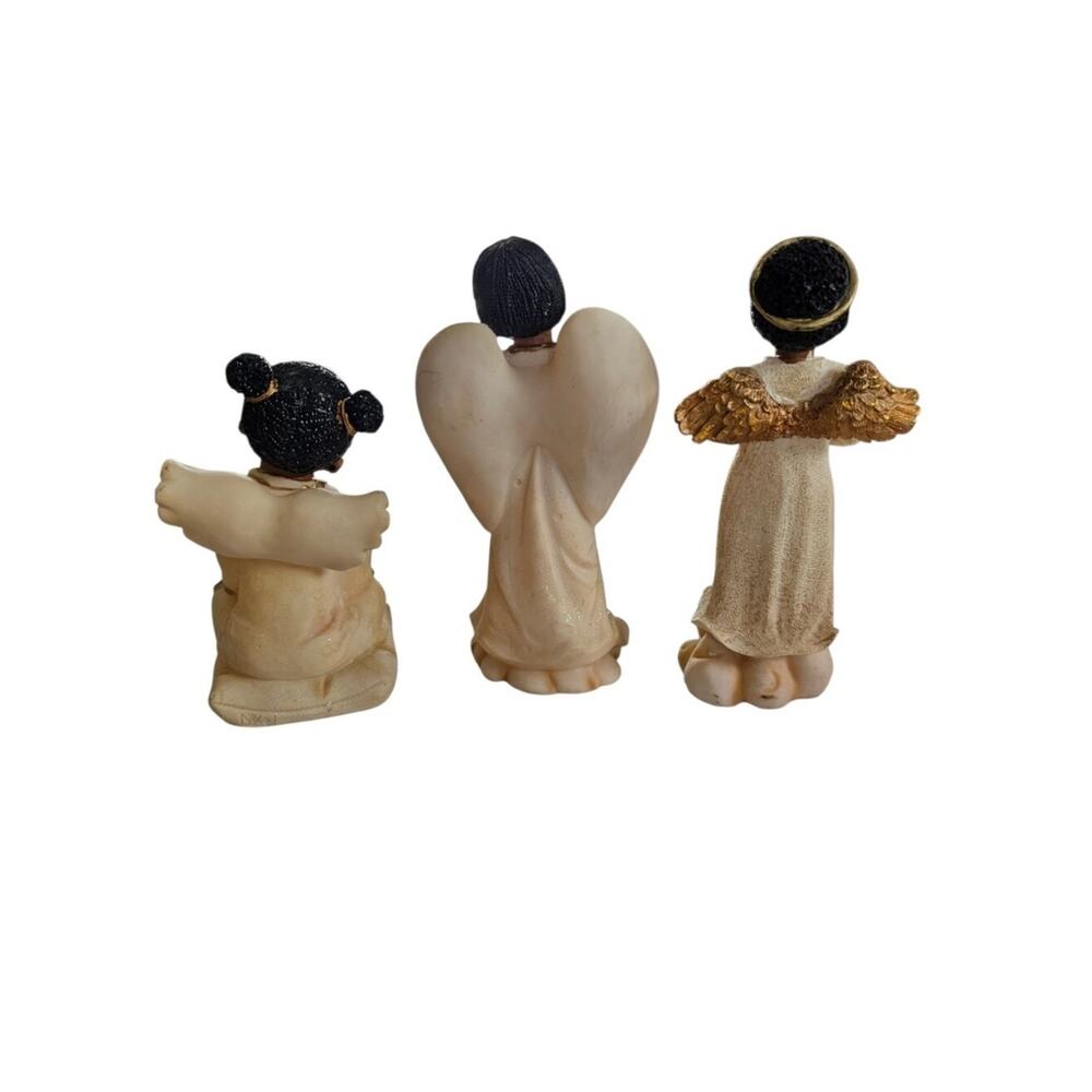 Vintage Set of 3 Cream and Gold Angel Figurines Up To 6 1/2" Tall - Picture 2 of 13